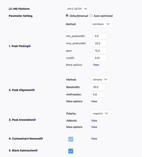 metaboanalyst parameters